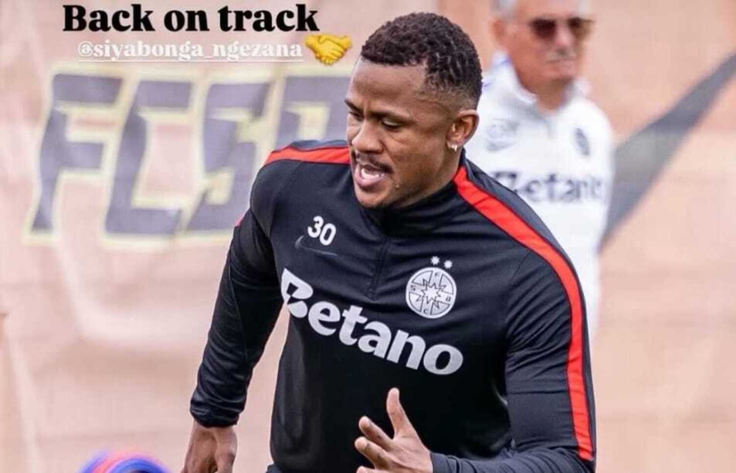 Bafana Bafana defender Siyabonga Ngezana at training with FCSB
