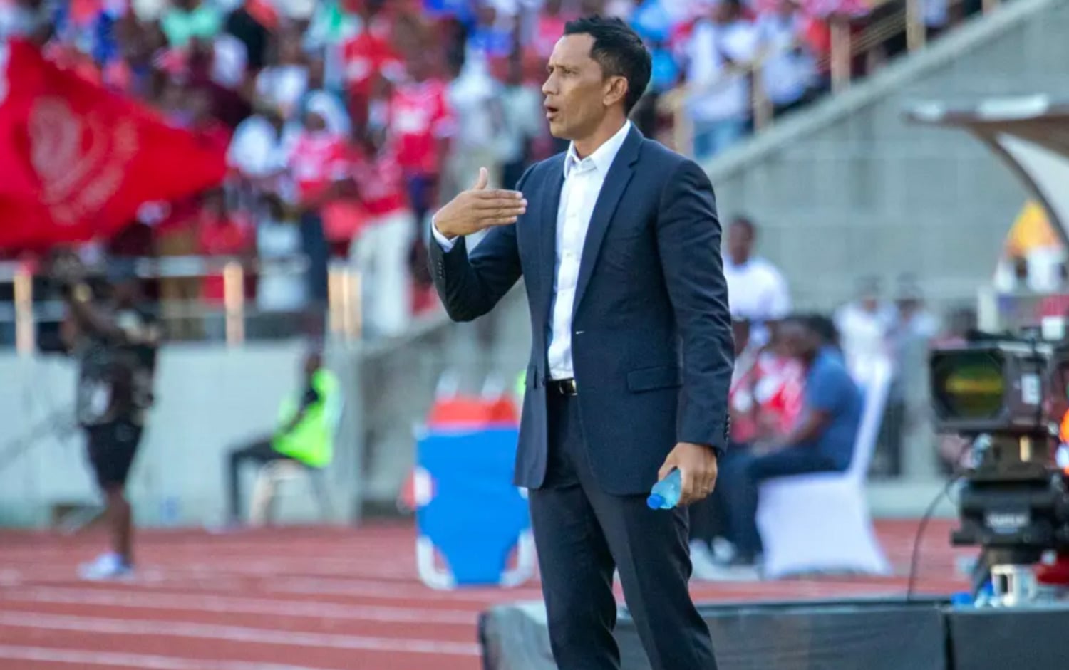 Fadlu Davids on the sidelines coaching Simba SC