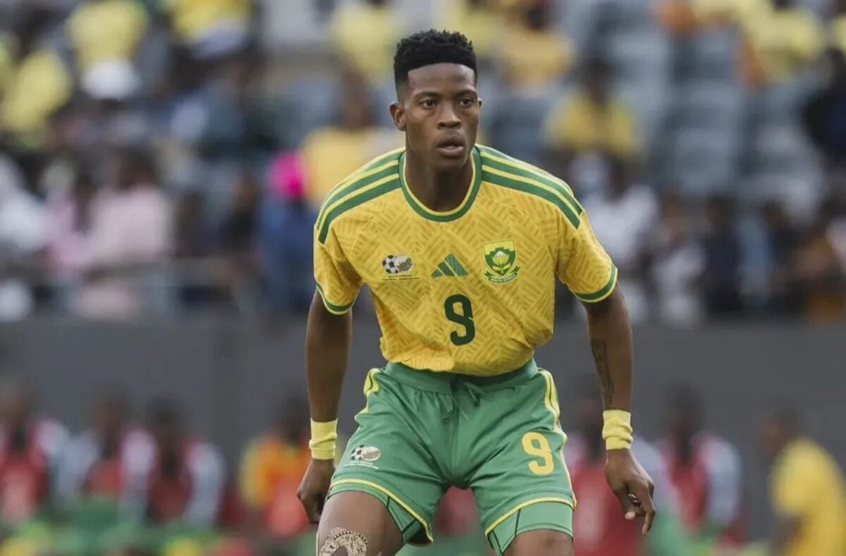 Yanela Mbuthuma in action for Bafana Bafana