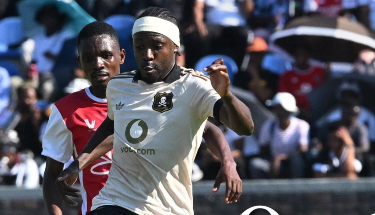 Ghampani Lungu in action for Orlando Pirates during a CAF Champions League match.
