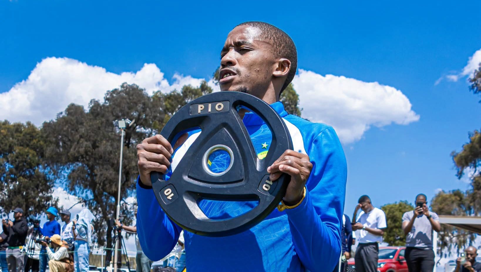 Monnapule Saleng running during a training session with Mamelodi Sundowns.