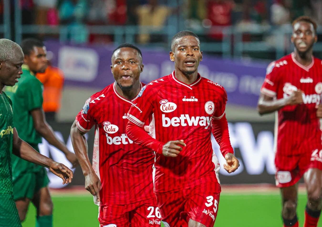 Neo Maema celebrate a goal for Simba SC against Young Africans in the Kariakoo Derby at Uhuru Stadium.
