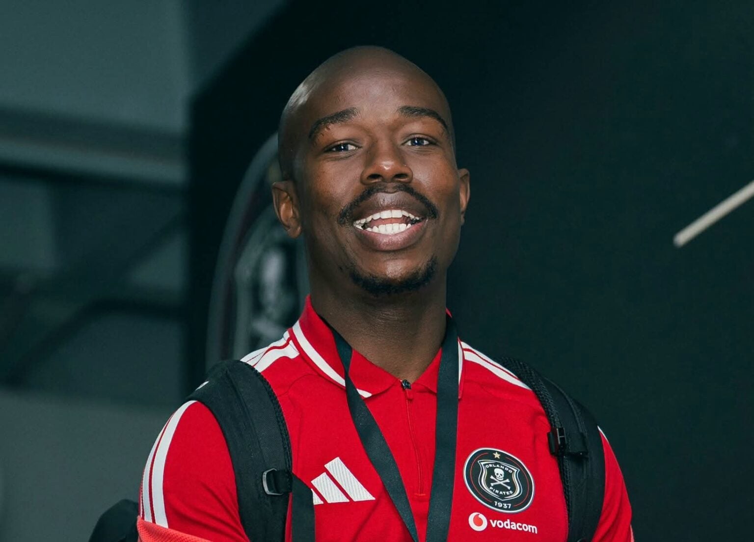 Nkosinathi Sibisi arriving for a match with Orlando Pirates.