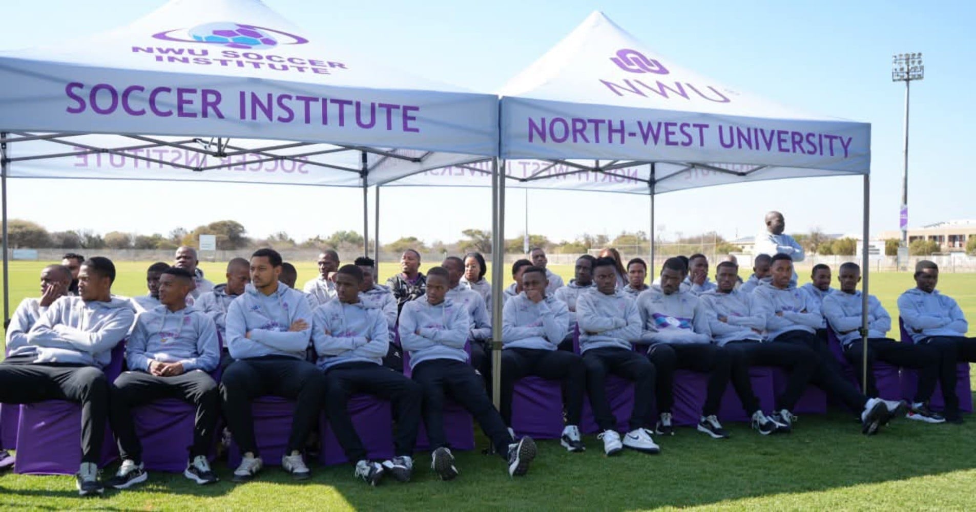 North-West University players during an official event following their promotion. 