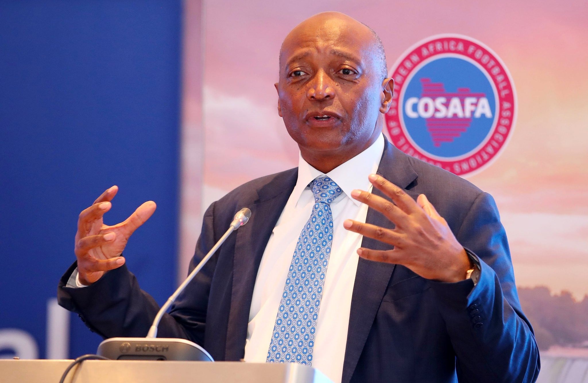 CAF president Patrice Motsepe addressing the COSAFA Congress in Johannesburg.