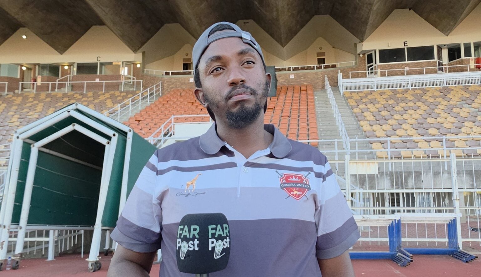 Patrick Phungwayo talking to FARPost at the Old Peter Mokaba Stadium.