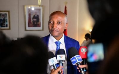 CAF president Patrice Motsepe speaking to the media