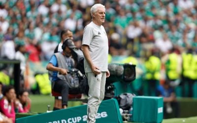 Bafana Bafana head coach Hugo Broos on the touchline