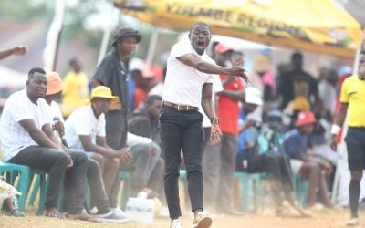 Jelly Chavani shouting to his players during a local tournament at Ha-Mashamba.